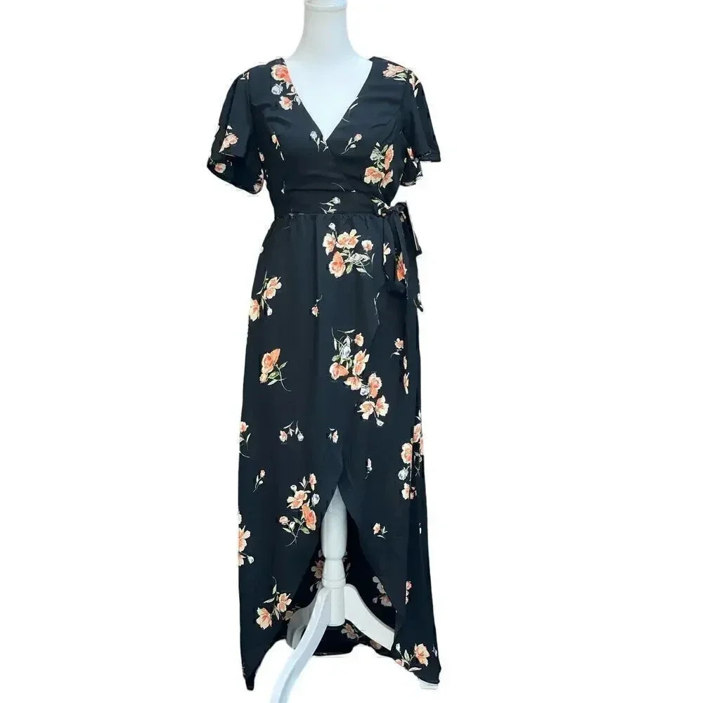 Lulus open back high low floral dress